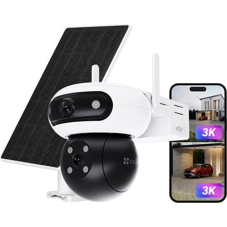 EZVIZ 5MP (3K+3K) Dual Lens Wireless Outdoor Camera CB90 Kit 10400mAh battery 8W Solar Panel Face Recognition AOV Mode 24-hour recording Human Vehicle Detection (1/5)
