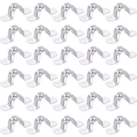 Collier de Serrage en U 20mm Collier de Serrage Inox pour Tuyau Durite Pince Anneau Fixation 30 Pièces (1/5)