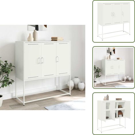 vidaXL Buffet haut blanc 100,5x39x107 cm acier