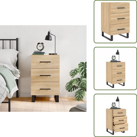 Almacenamiento - vidaXL Mesita de noche madera de ingeniería roble Sonoma 40x40x66 cm - Mesita de noche con cajones