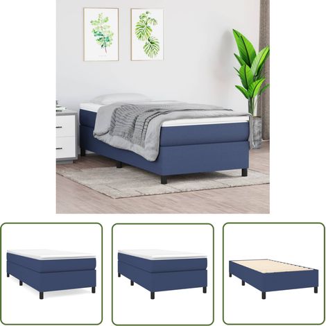 The Living Store Boxspringbett mit Matratze Blau 100x200 cm Stoff - Boxspringbett - Doppelbett - Bettenrahmen - Matratze - Liegekomfort (1/5)