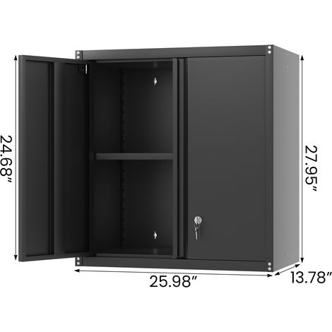 Grande armoire de rangement métallique 2 portes étagères réglables placard acier pour cuisine salon salle à manger bureau-Da. (1/5)