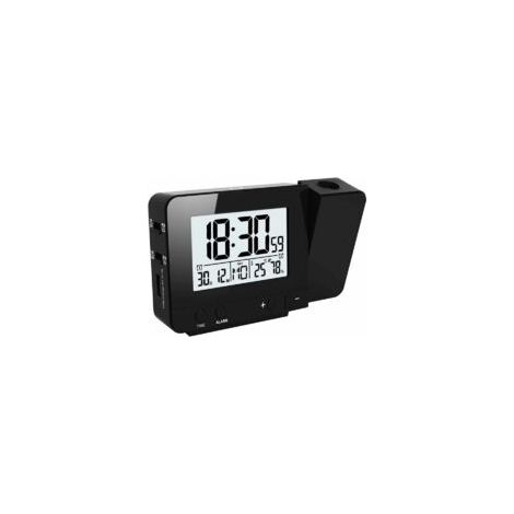 Horloges à Projection, Réveil électronique Projection Murale avec Double Alarme, 12/24 Heures, Date, Humidité de l'écran Température Intérieure (Noir) - Crezuo (1/3)
