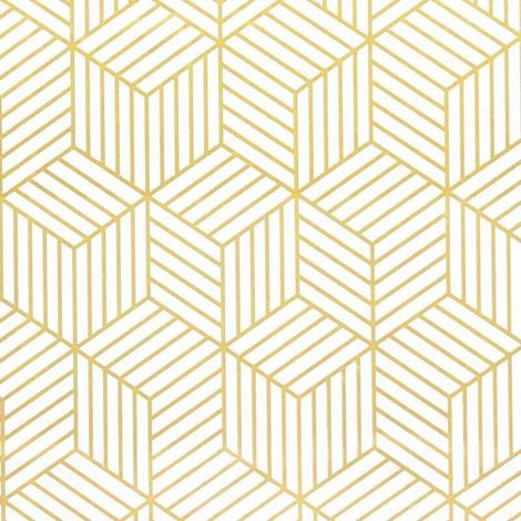 Papier peint autocollant à rayures géométriques de l'hexagone doré - Papier peint autocollant - Pour meubles - Doré et blanc - 45 x 500 cm - Papier cadeau de Noël