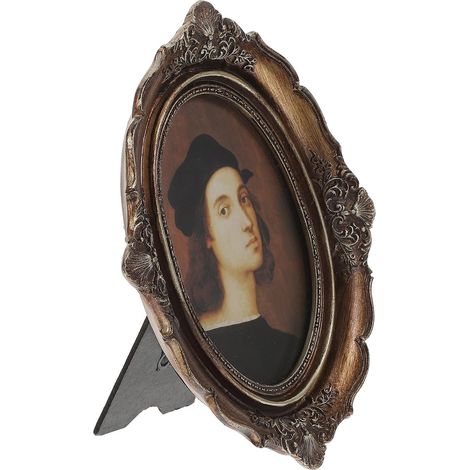 Cadre Photo Ovale Rétro en Résine Marron pour Bureau et Maison, Cadre Décoratif Nordique Élégant, pour Famille et Espace de Travail (1/5)
