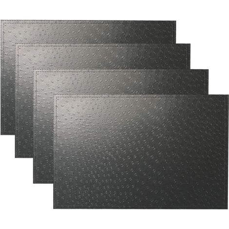 Set of 4 Double Layer PVC Slap-up Ostrich Grain Leather Placemats (Black) (1/5)