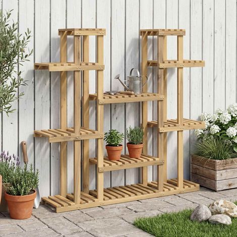 Teenpull – Pflanzenständer Weiß 123 x 25 x 114,5 cm Massivholz Akazie (1/5)