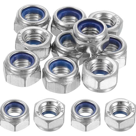 10pcs Gauche Serrure Écrous M8x1,25mm 304 Inox Acier Argent (1/5)