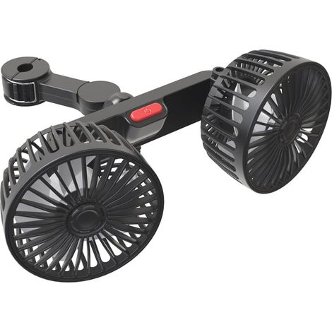Ventilatore per bambini sul sedile posteriore dell'auto, ventilatore per auto a doppia testa alimentato tramite USB, adatto per bambini sul sedile posteriore dell'auto (senza batteria) (1/4)