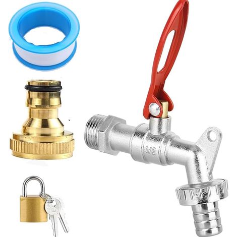 Lockable tap 1/2" brass for garden (1/4)
