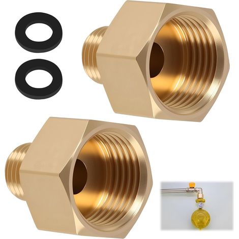 Lot de 2 Raccord Gaz Allemand Francais, Adaptateur 1/2" Femelle Droite vers 1/4" Mâle Gauche, Raccords Tuyau Barbecue Laiton Universel pour Camping Caravane Barbecue Cuisine Mobile, Durable (1/5)
