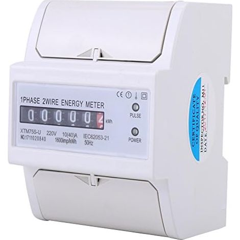 Compteur d'Energie KWh Meter Digital LCD 220V 10/40A Monophasé 4P Sur Rail DIN (1/5)