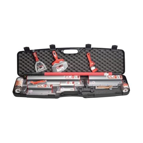 Ocai – Mallette de plaquiste 12 pièces – 3 couteaux de 20/40/60 cm – 2 rouleaux à enduire 80/180 mm – Adaptateur et perche réglable