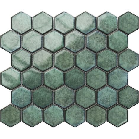 Ilcom mosaico in ceramica su rete per bagno e cucina  29.7cm x 26.2cm - Nori hive (1/5)