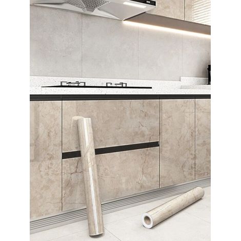 Autocollant mural auto-adhésif en marbre 60CM x 3M, autocollant de cuisine résistant aux hautes températures et l'huile, imperméable et antisalissure