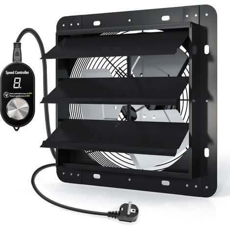 350 mm Ventilateur d'Extraction à Volets 2180 m³/h, Extracteur d'Air Mural Industriel avec 9 vitesses réglables Moteur EC pour serre, garage, sous-sol, grenier et atelier (1/5)