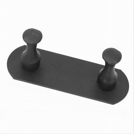 TRADE SHOP - Appendiabiti Con 2 Ganci Nero Per Accappatoio Bagno Cucina Casa Da Parete 59751 - (1/2)