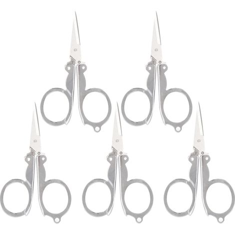 5 Paires de mini ciseaux pliables pour coupe de papier, outil de pêche portable, fournitures étudiantes, lot de 5 (1/5)