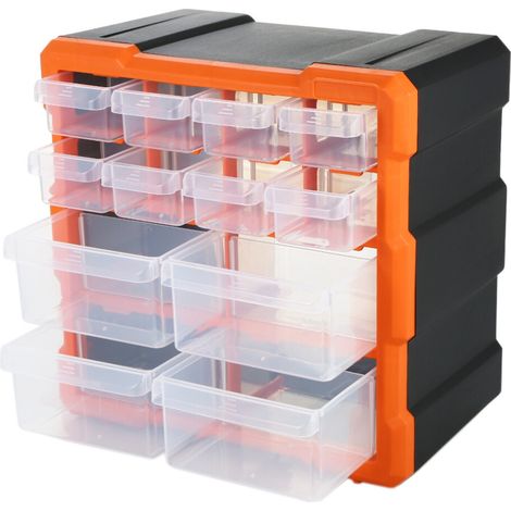 Aufbewahrungsbox für PP+PS-Materialteile mit mehreren Fächern und Schlitzen für Hardwarezubehör.