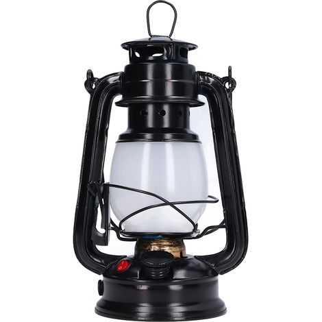 Lampe tempête LED rechargeable extérieur, camping, tente, lampe à pétrole style rétro, noir, lumière blanc chaud, charge EU 110-240V, batterie intégrée (1/5)