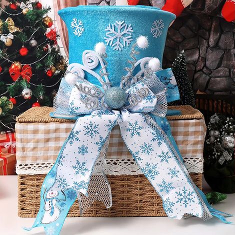 Décorations de Noël pour cime de sapin, chapeau avec nœuds et rubans, articles de fête pour fêtes, anniversaires, festivals (1/4)