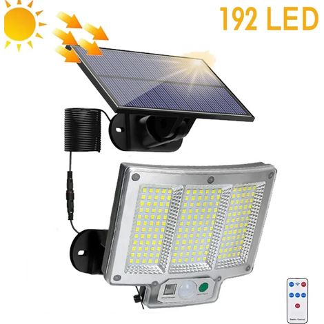 (Lampe solaire - 192 LED) Applique murale solaire LED à 3 modes, étanche, avec détecteur de mouvement, pour éclairage de jardin et de rue. Compatible avec les lampes solaires et les appliques murales  (1/5)
