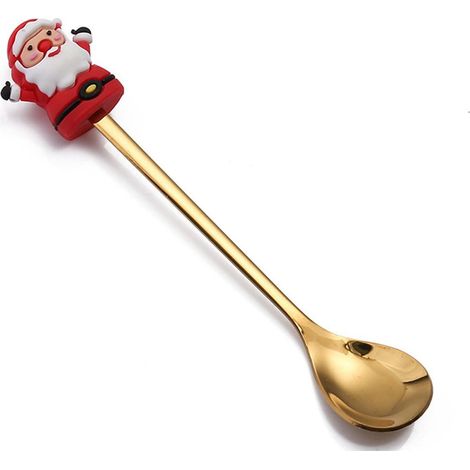 Cuillère De Dessert - En Acier Inoxydable - Pour Fêtes De Fin D'Année - Ornement De Noël - 1 Pièce (1/5)