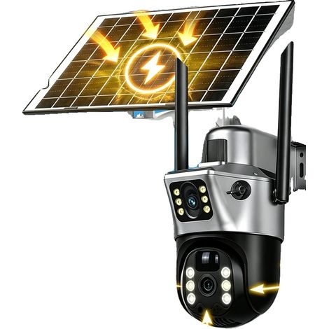 Cámara PTZ para exteriores, doble lente, seguimiento automático, cámara Wi-Fi sin tarjeta, sin enchufe. (1/2)