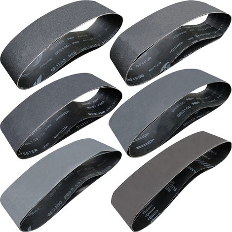Assortiment de 12 bandes abrasives en carbure de silicium - 10,2 x 91,4 cm - 2 pièces de chacune des bandes abrasives pour ponceuse à bande (10,2 x 91,4 cm) (1/5)