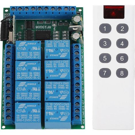 Fernbedienungsmodul mit 8 Kanälen, 433,92 MHz, multifunktional, 100 m Reichweite, feste Codierung, 12 V