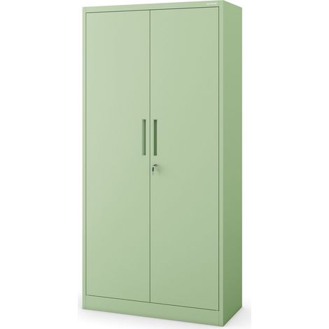 Metallschrank C34 Aktenschrank Werkzeugkschrank Umkleideschrank Spind Flügeltüren Kleiderstange Pulverbeschichtung Metall Abschließbar 185 cm x 90 cm x 45 cm (H x B x T) (Pastellgrün) (1/5)