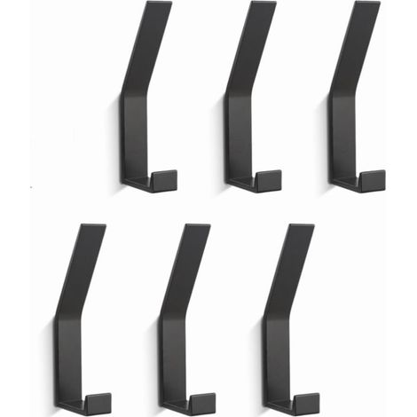 6 patères noires murales pour vestes, manteaux, écharpes, sacs à main, etc. Idéales pour la cuisine, les portes, la salle de bain, l'entrée et le couloir. (1/5)