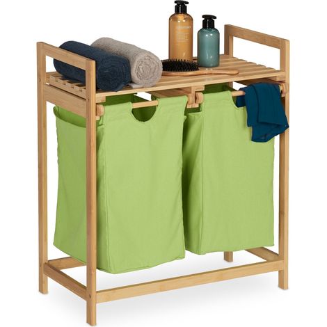 Estante para cesta de ropa de bambú