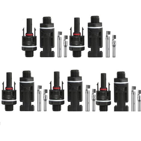 5 Pair Male/Female Solar Panel Cable Connectors PV Cable Connectors Double Seal Rings for Better Waterproof Effect (1/5)