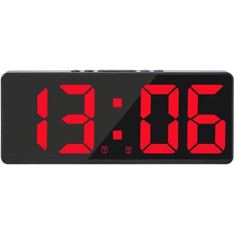 Réveil Numérique Double Alarme - Affichage Grand Écran LED - Fonction Sauvegarde Batterie - Prise USB pour Chargement Téléphone - Réglage Volume et Niveau de Luminosité - Pour Chambre à Coucher - 1 Pi (1/3)