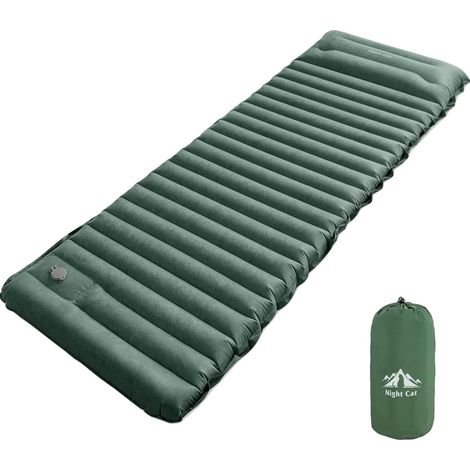 Matelas de camping, ultraléger, avec oreiller intégré, Vert (1/2)