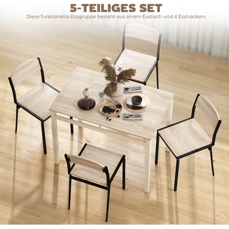 Ensemble de salle à manger 5 pièces, table avec 4 chaises, set de cuisine compact, mobilier de repas pour salle à manger, cuisine, noir (1/5)