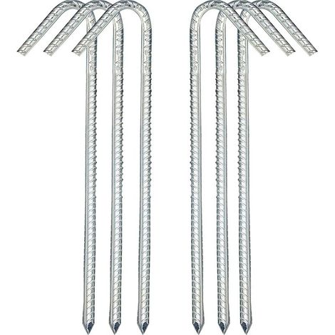 Erdnägel, Stahl-Zeltnägel, Gartennägel, Rahmennägel, Gartenpflöcke, Campingnägel, Zelte, Trampolin, Zaun (30,5 cm, 6er-Packung) (1/5)