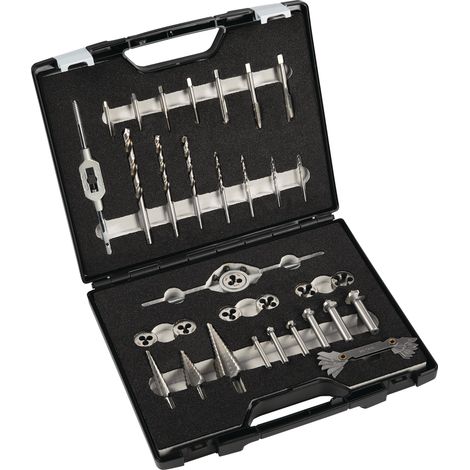 Juego  de  metalistería  M3-M12  33  pzs.  HSS  estuche  de  plástico  TECWERK (1/2)