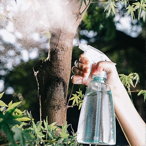 Leere Sprühflasche aus durchsichtigem Kunststoff mit Auslöserpumpe und 2 einstellbaren Sprühmodi für Reinigung, Gartenarbeit und ästhetische Zwecke (Kirschblütenpulver). (1/5)