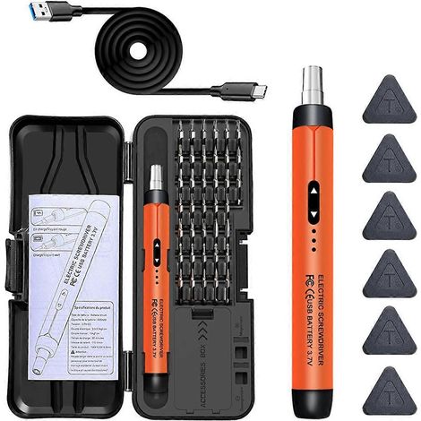 Ensemble de tournevis électrique de précision, kit d'outils électriques orange (1/4)