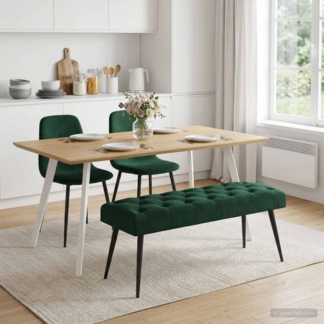 vidaXL Banco con tapicería con botones Verde oscuro 110 x 40 x 46 cm (1/5)