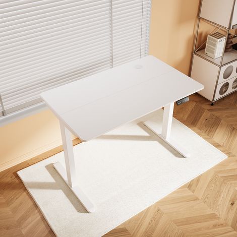 SONNI Höhenverstellbarer Schreibtisch, Stehpult, Bürstenloser Motor mit Smart Memory Funktion, White Desk + 100cm White Table (1/5)