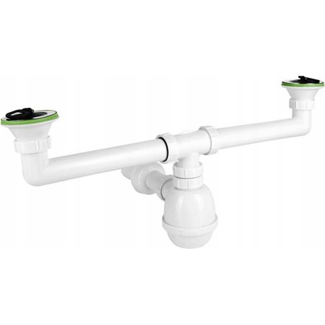 SIPHON D'ÉVIER EN PLASTIQUE 2 CUVES 1,1/2'