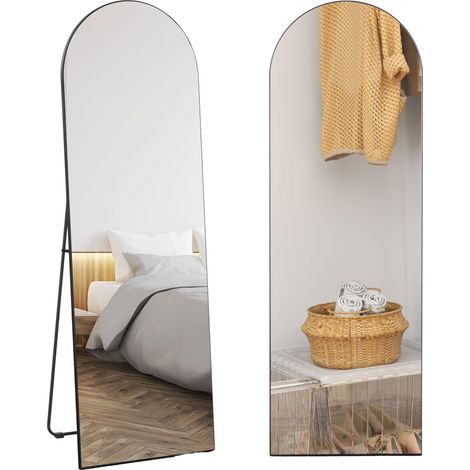 Miroir en Pleine Longueur, sur Pied ou Mural, 50 x 150 cm, Noir (1/5)