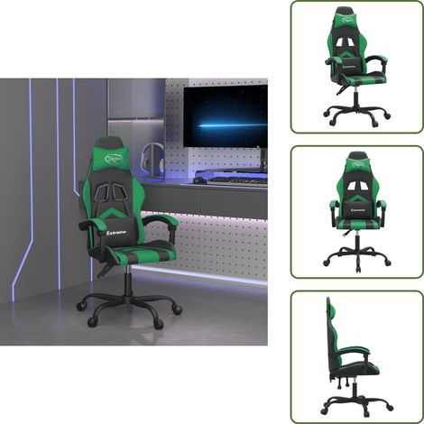 The Living Store Gaming-Stuhl Drehbar Schwarz und Grün Kunstleder - Gamingstuhl Drehbar (1/5)