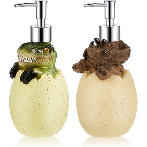 Confezione da 2 dispenser di sapone a forma di uovo per bambini - Accessori per il bagno - Lozione doccia liquida ricaricabile con pompa per cucina, bagno, piano di lavoro (1/5)
