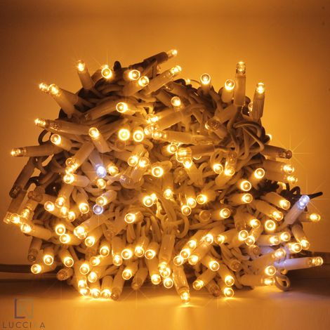 Luccika stringa catena 30 metri serie 300 luci di Natale a Maxi Led Bianco Caldo con Flash Bianco Ghiaccio per uso esterno ed interno professionale Bianco Caldo 30 metri - 300 MaxiLed Bianco Ghiaccio (1/5)