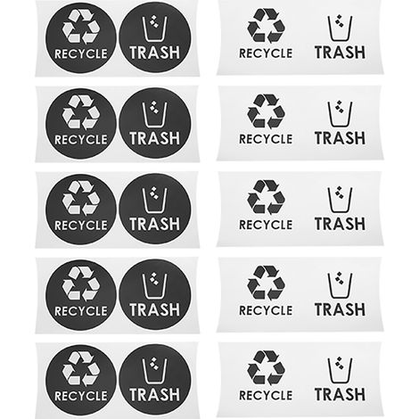 Lot de 20 autocollants ronds pour déchets recyclables, pour la maison, la cuisine et le bureau. (1/5)