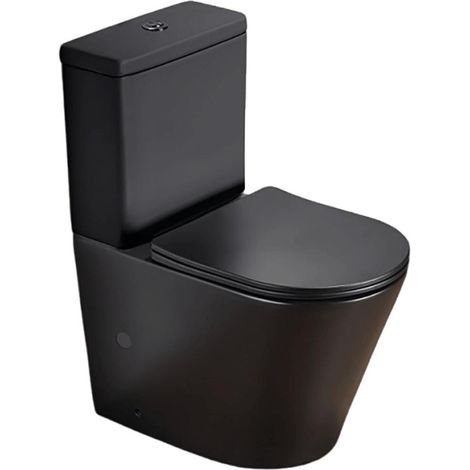 Infinitio Stand-WC Komplett-Set aus Keramik mit SoftClose-Sitz, Schwarz matt (SATINF031VPSNBKM)